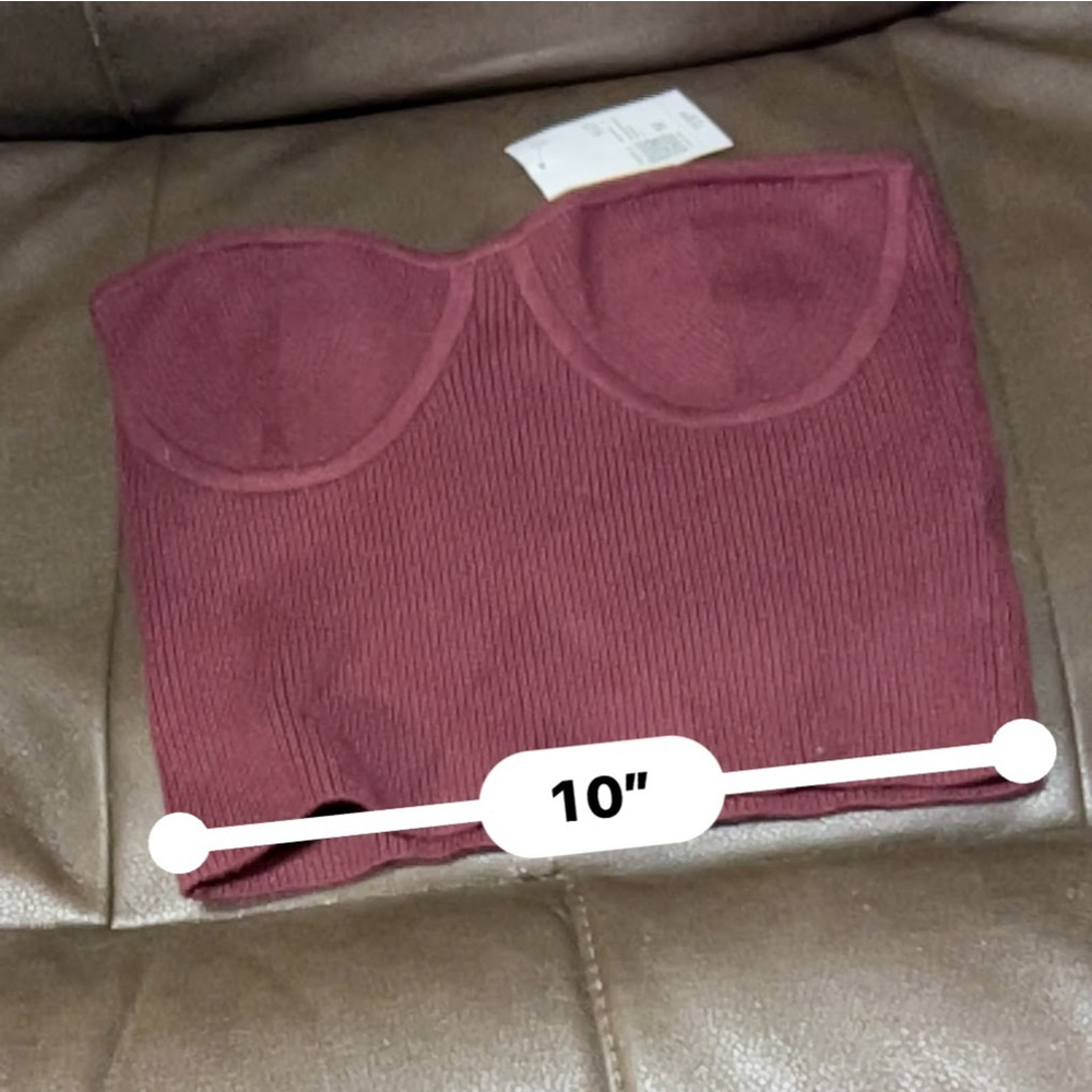 Forever 21 Tube Top - Women's M - Burgundy Ribbed Sweater - Picture 8 of 9